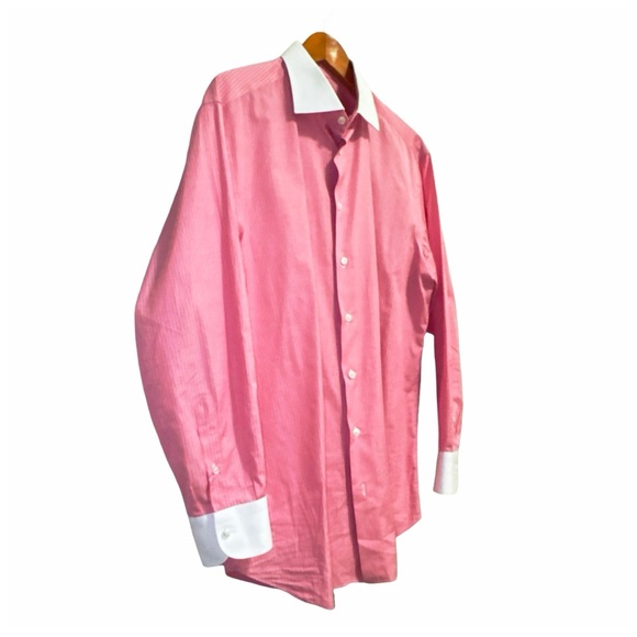 Brioni Men’s Button-Down Dress Shirt w/ Contrasting Collar & Cuffs. Size 44/17.5 - Picture 5 of 14